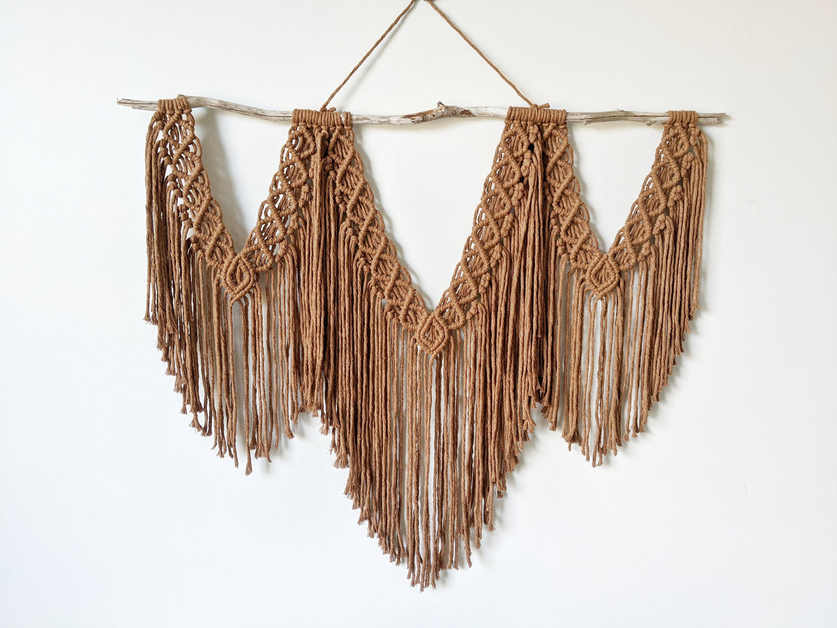 Macrame Wall Hanging - Triple Fringe String Theories Fiber Design