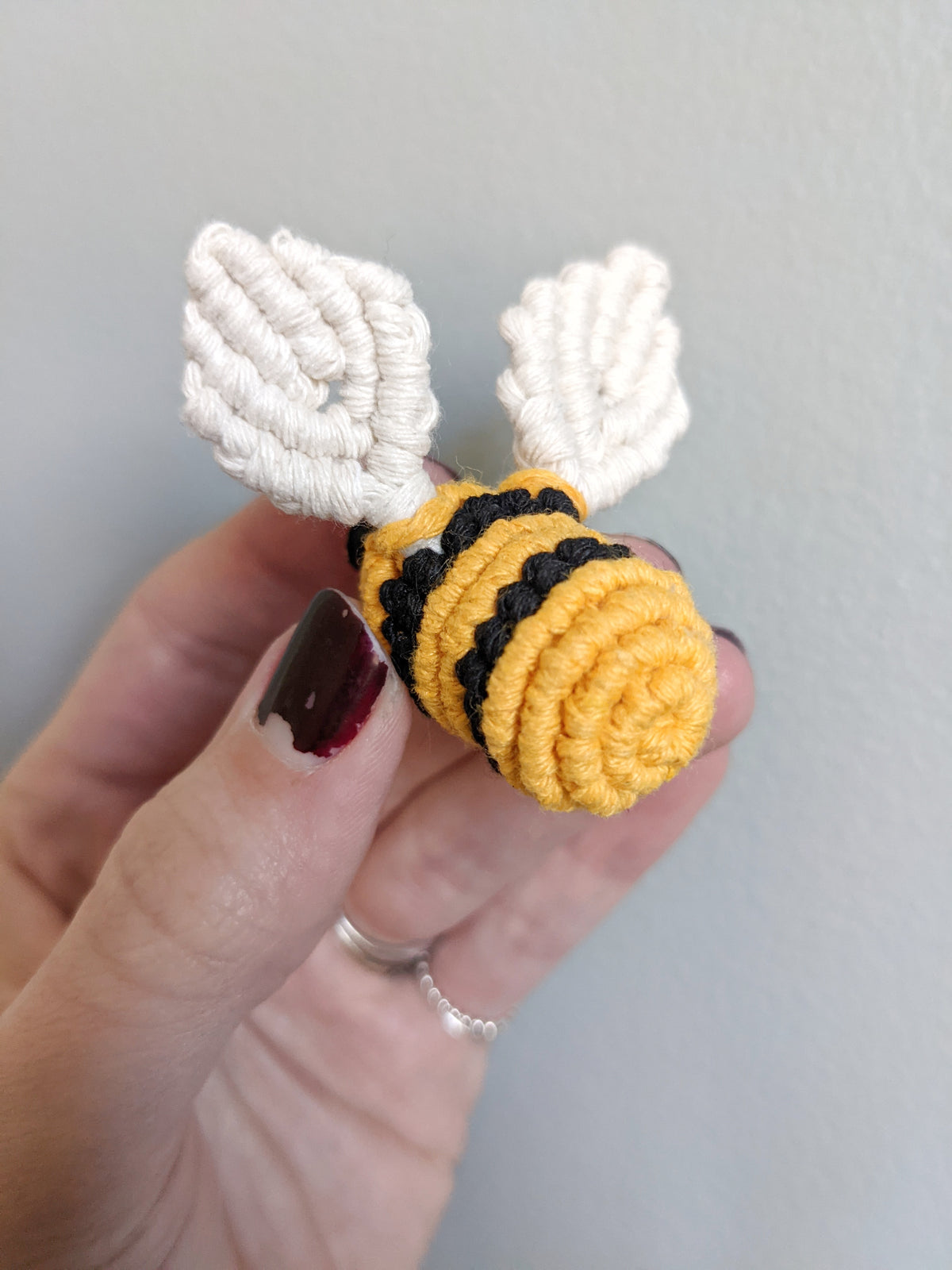Macrame Mini Honey Bee Sculpture - Pack of 5 Bees String Theories Fiber Design
