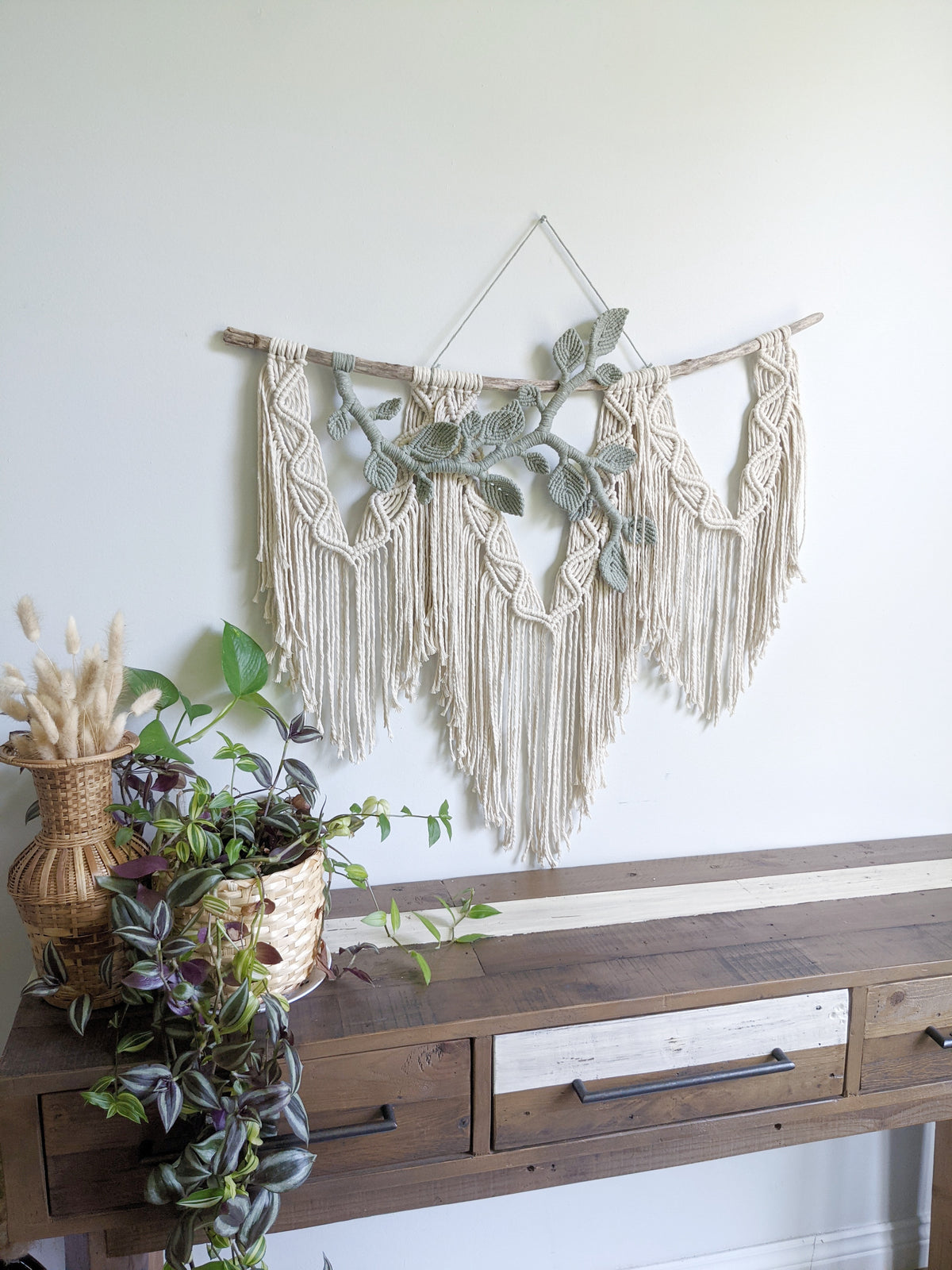 Macrame Wall Hanging with Vines String Theories Fiber Design