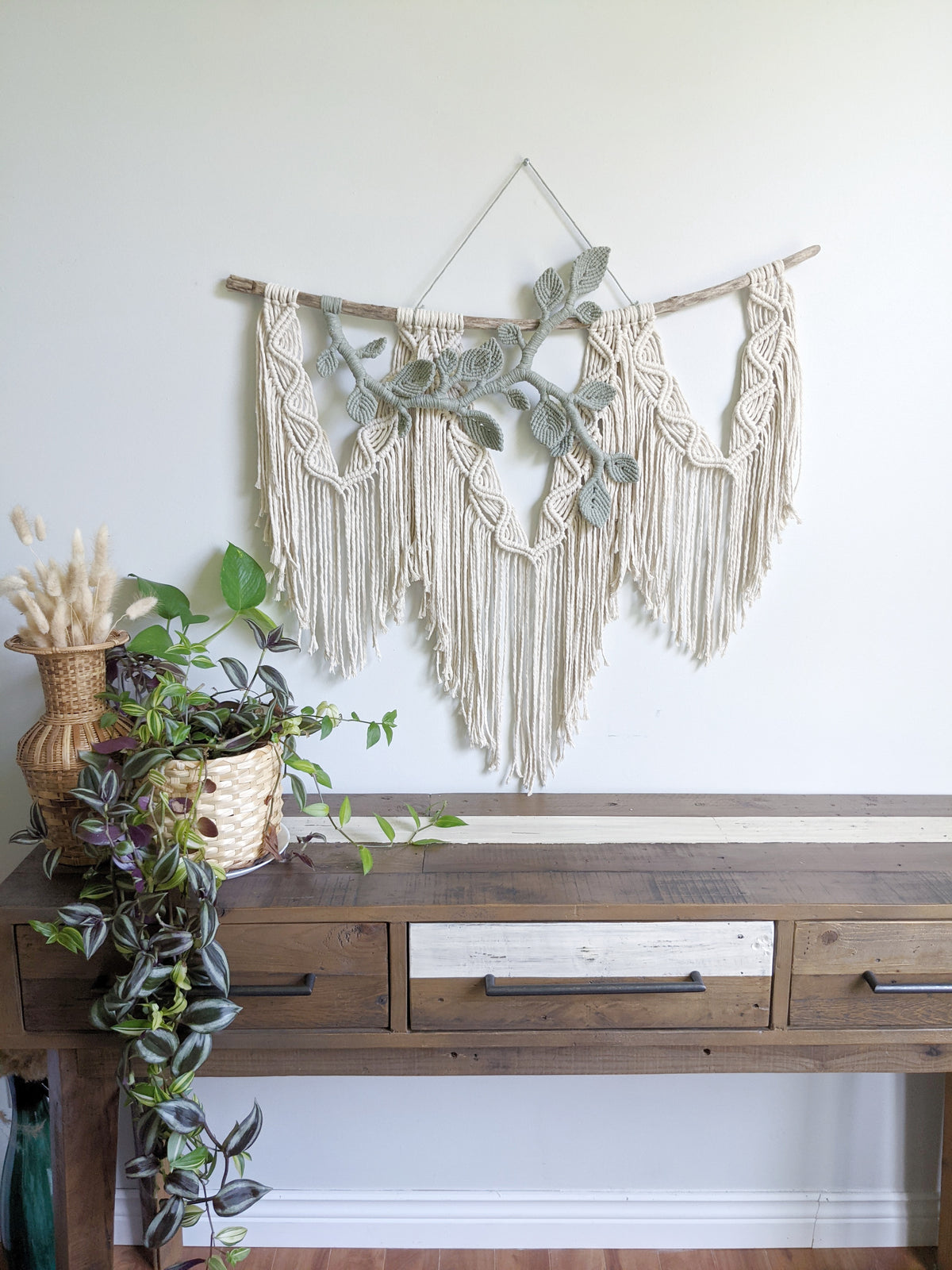 Macrame Wall Hanging with Vines String Theories Fiber Design