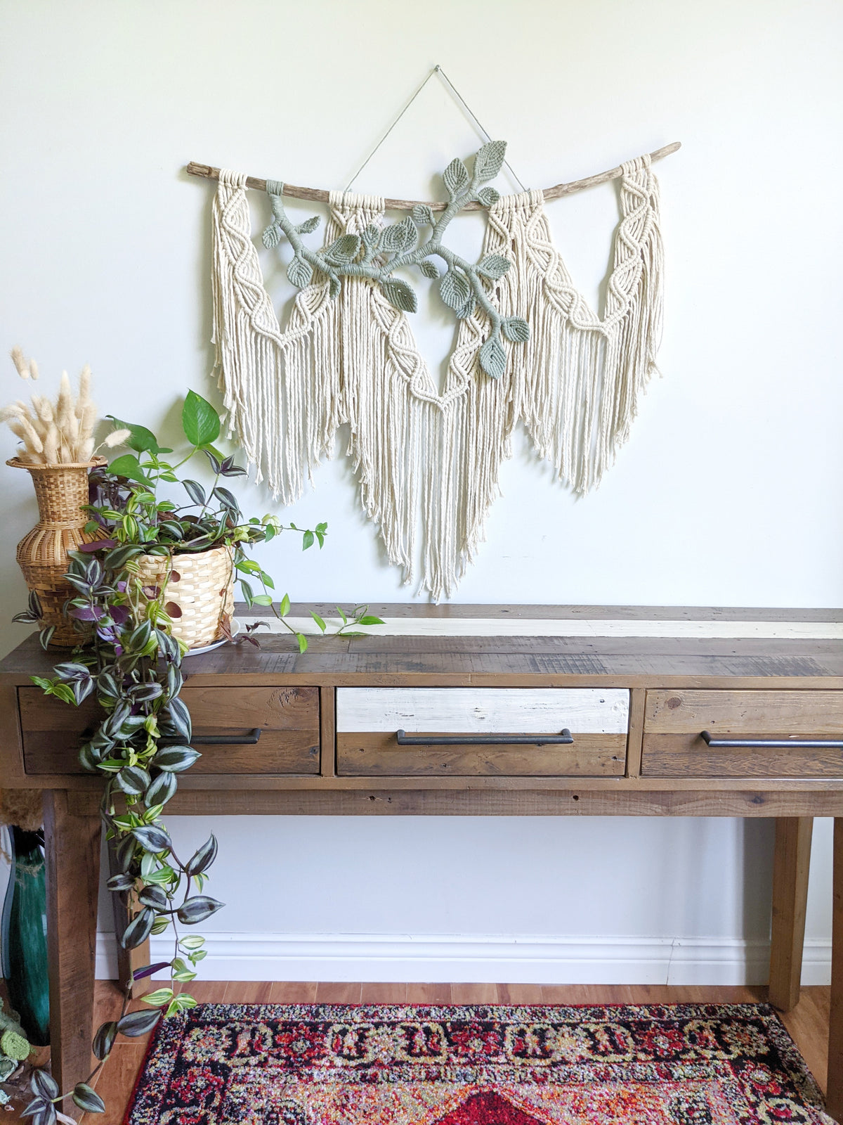 Macrame Wall Hanging with Vines String Theories Fiber Design