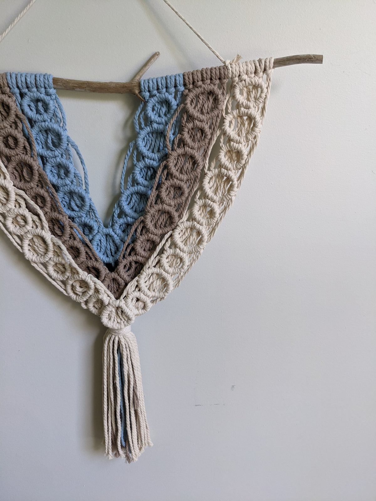Macrame Bubbles Wall Hanging on Driftwood String Theories Fiber Design