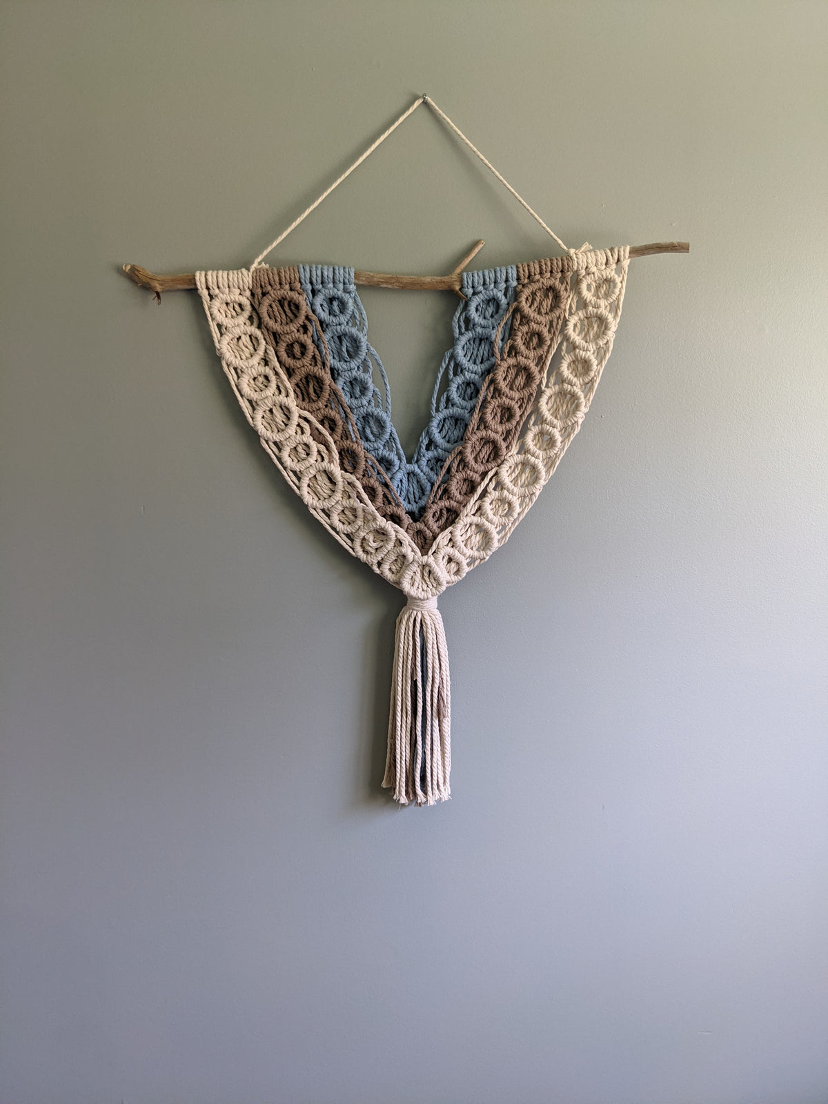 Macrame Bubbles Wall Hanging on Driftwood String Theories Fiber Design