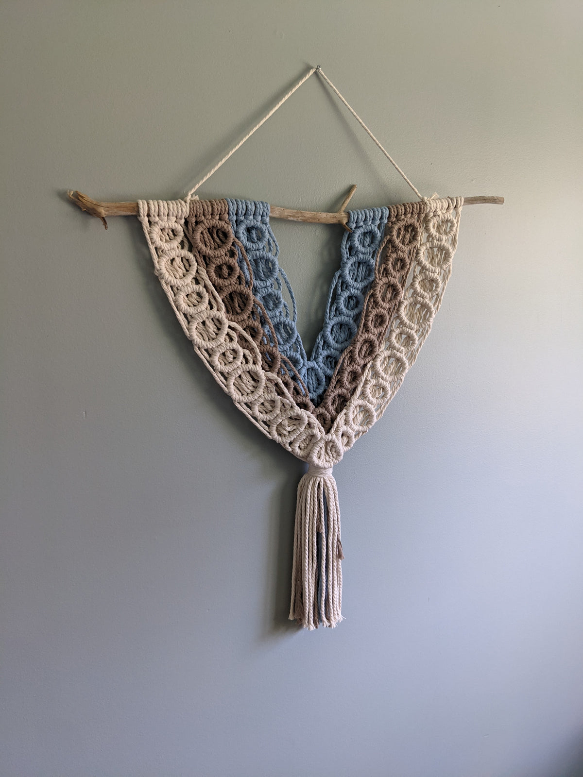 Macrame Bubbles Wall Hanging on Driftwood String Theories Fiber Design