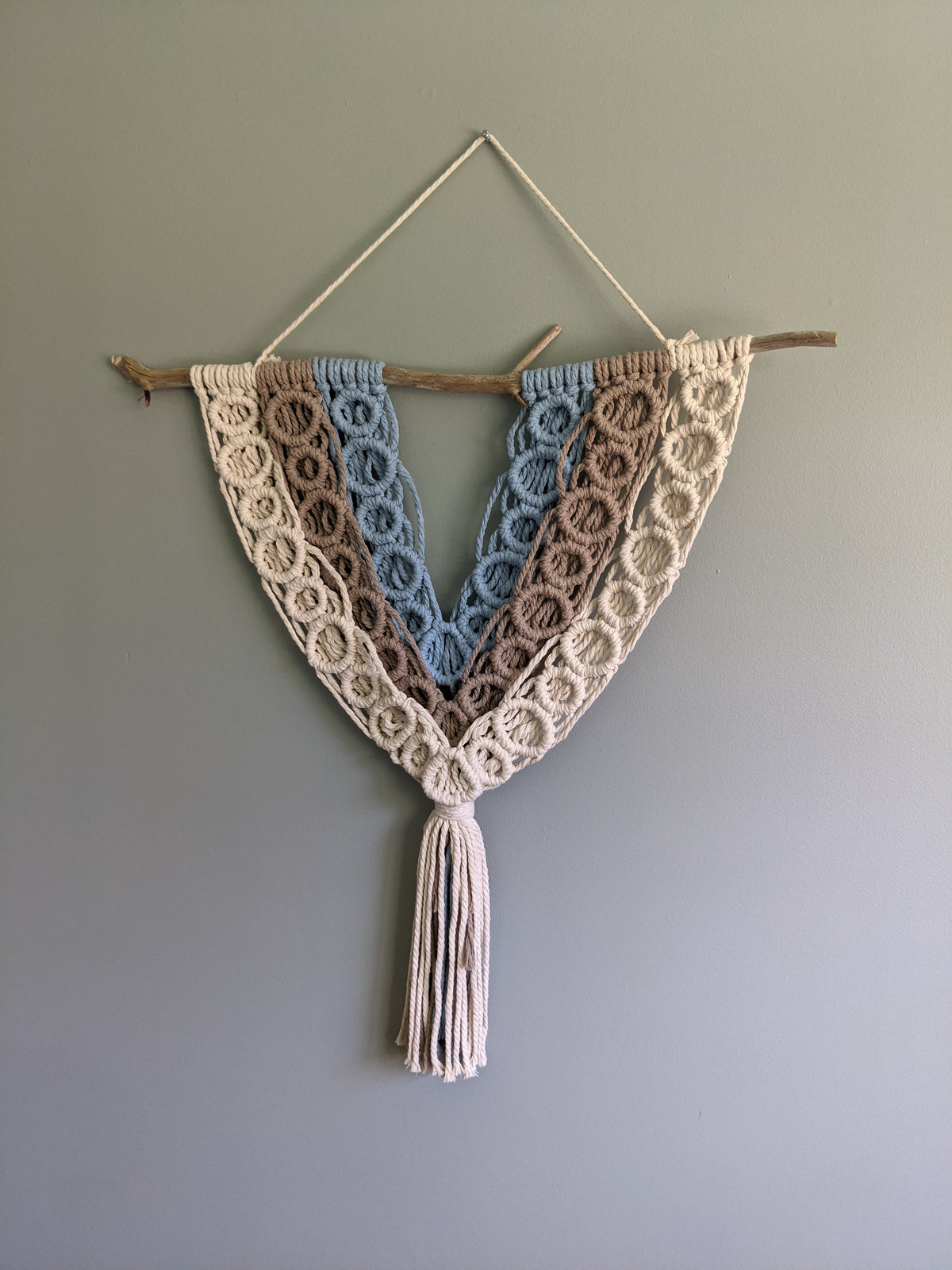 Macrame Bubbles Wall Hanging on Driftwood String Theories Fiber Design
