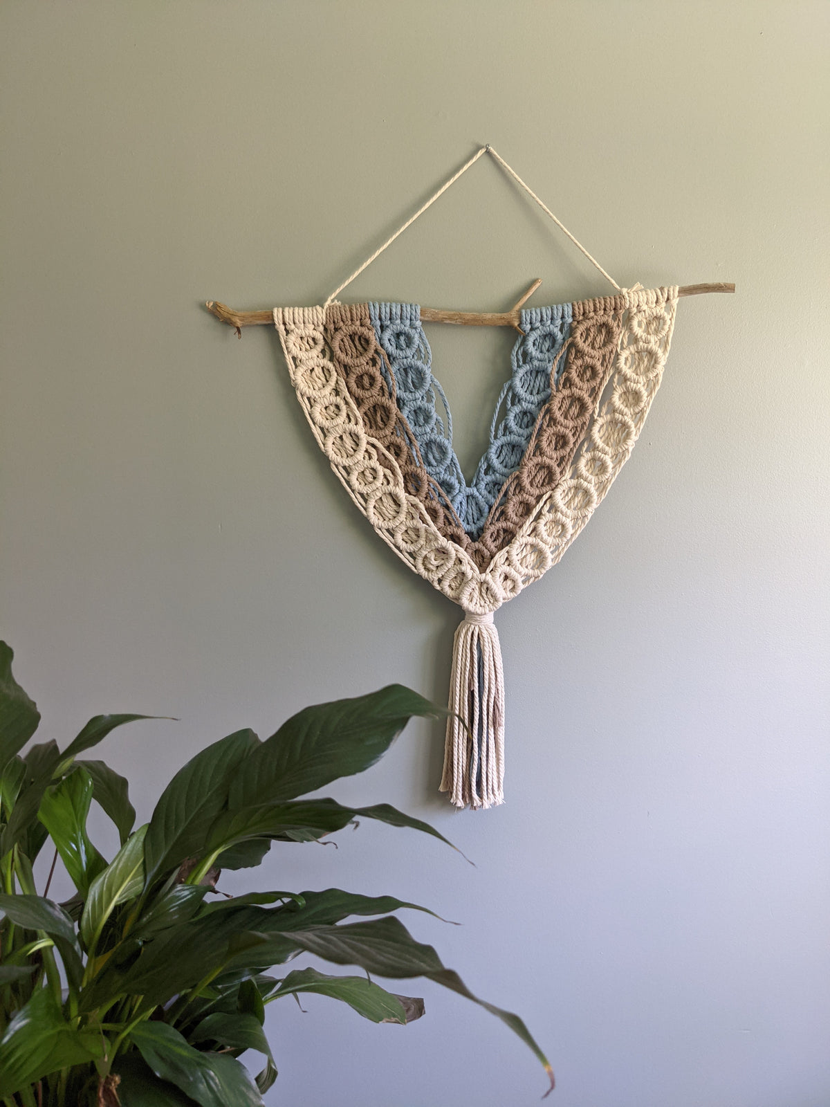 Macrame Bubbles Wall Hanging on Driftwood String Theories Fiber Design