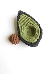 Macrame Halved Avocado Sculpture - Removable Pit!