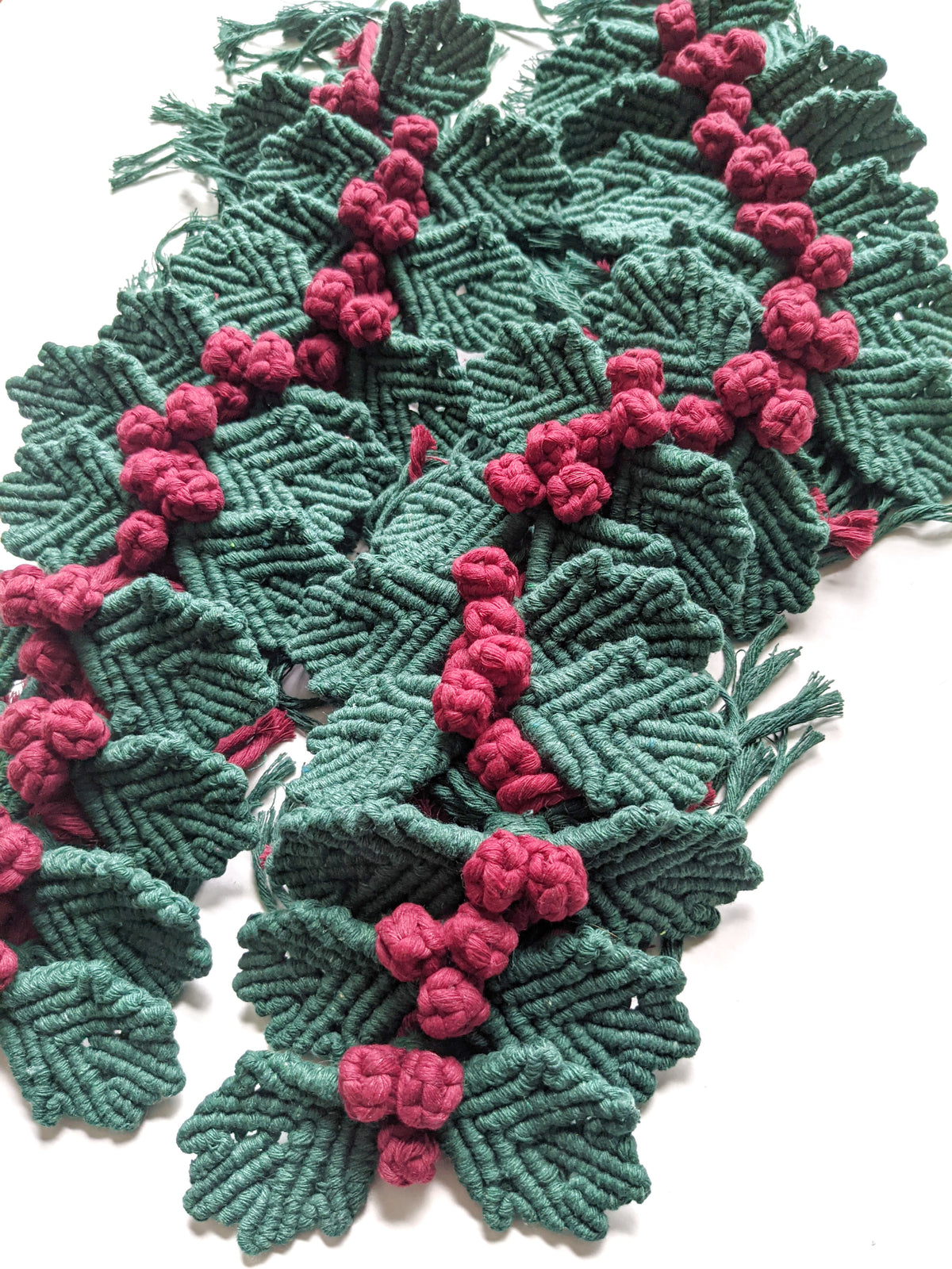 Macrame Holly Berry Ornaments String Theories Fiber Design