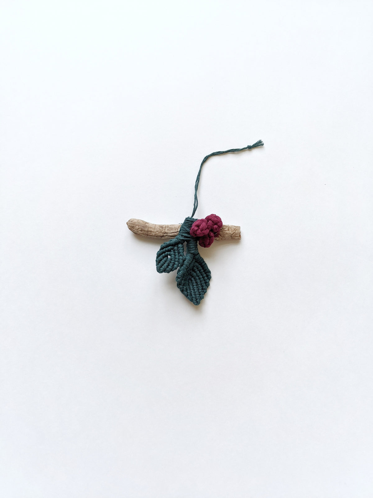 Macrame Leafy Ornaments on Driftwood