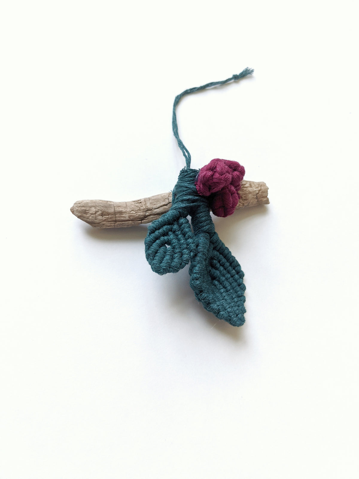 Macrame Leafy Ornaments on Driftwood