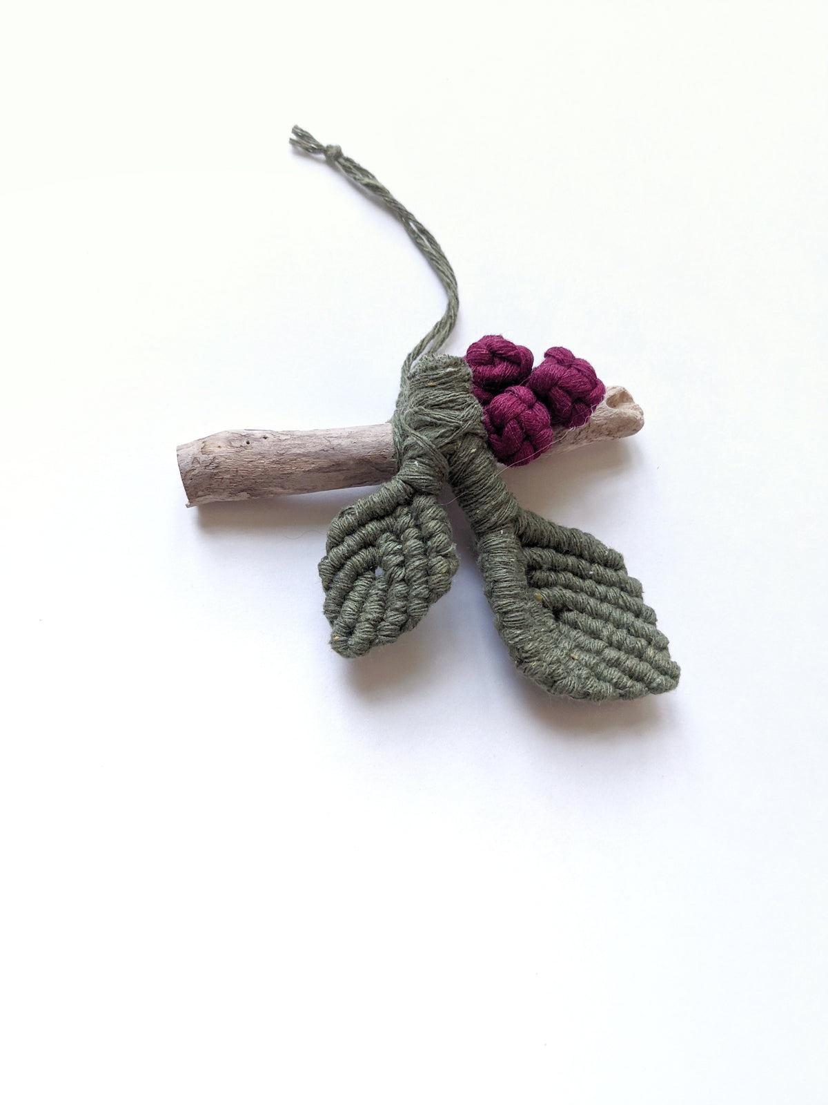 Macrame Leafy Ornaments on Driftwood