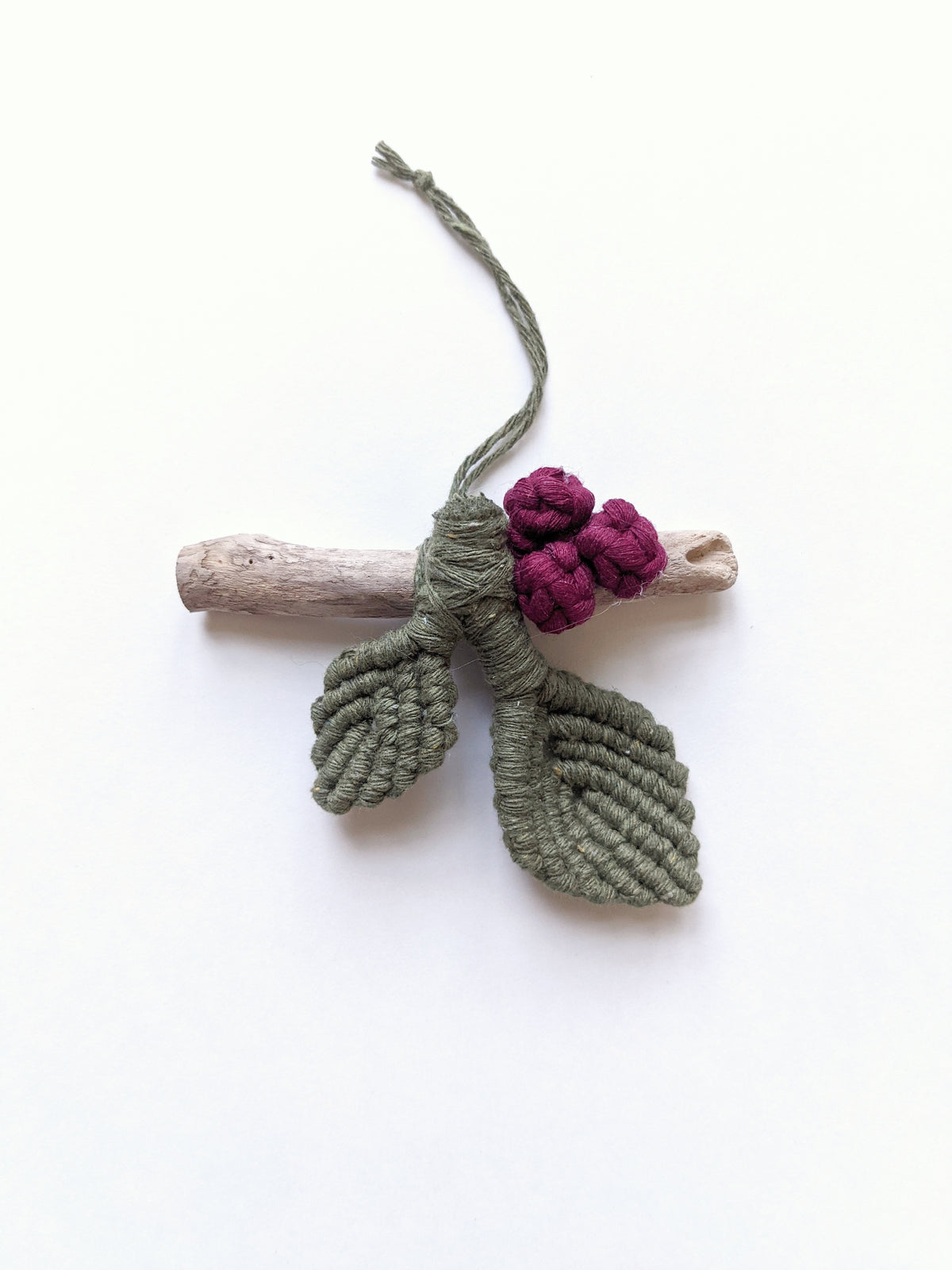 Macrame Leafy Ornaments on Driftwood