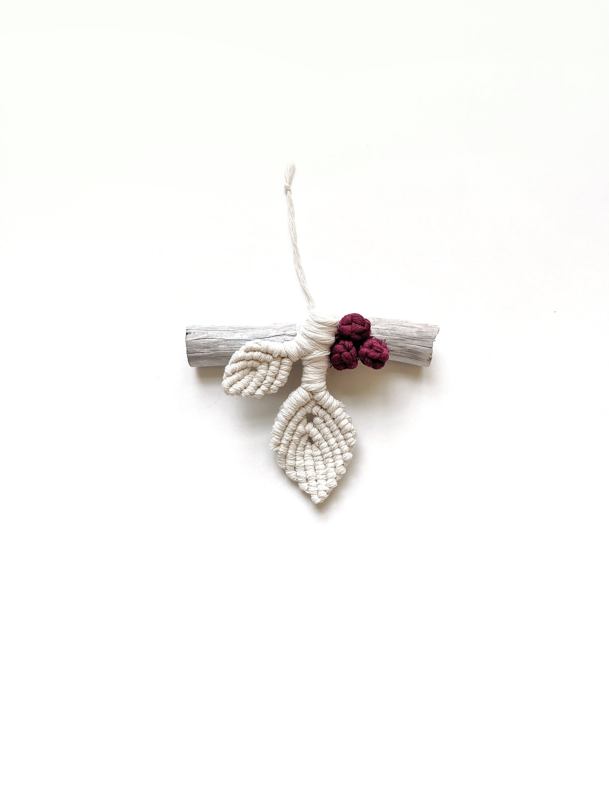 Macrame Leafy Ornaments on Driftwood