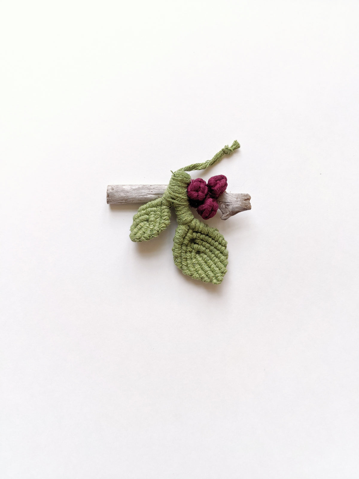 Macrame Leafy Ornaments on Driftwood