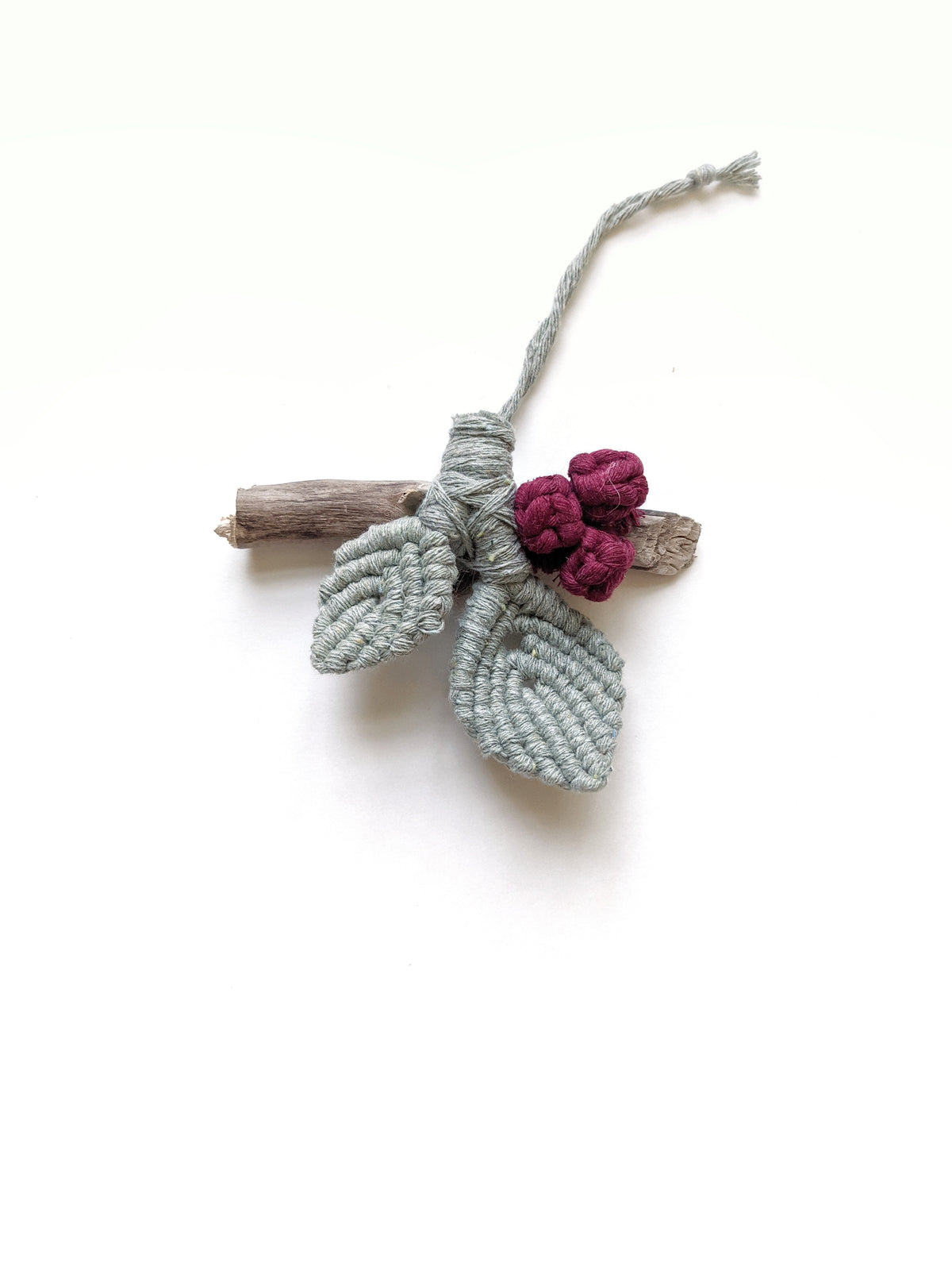 Macrame Leafy Ornaments on Driftwood