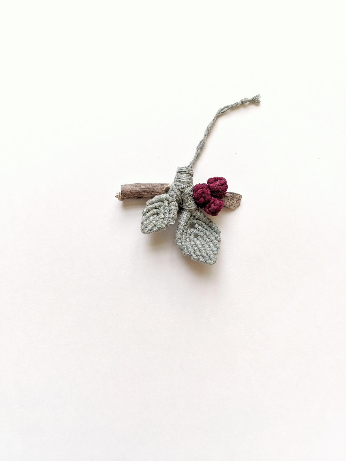 Macrame Leafy Ornaments on Driftwood