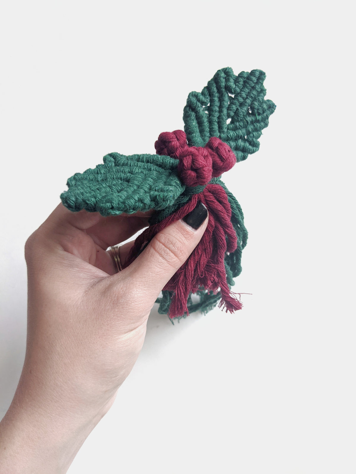 Macrame Holly Berry Ornaments String Theories Fiber Design
