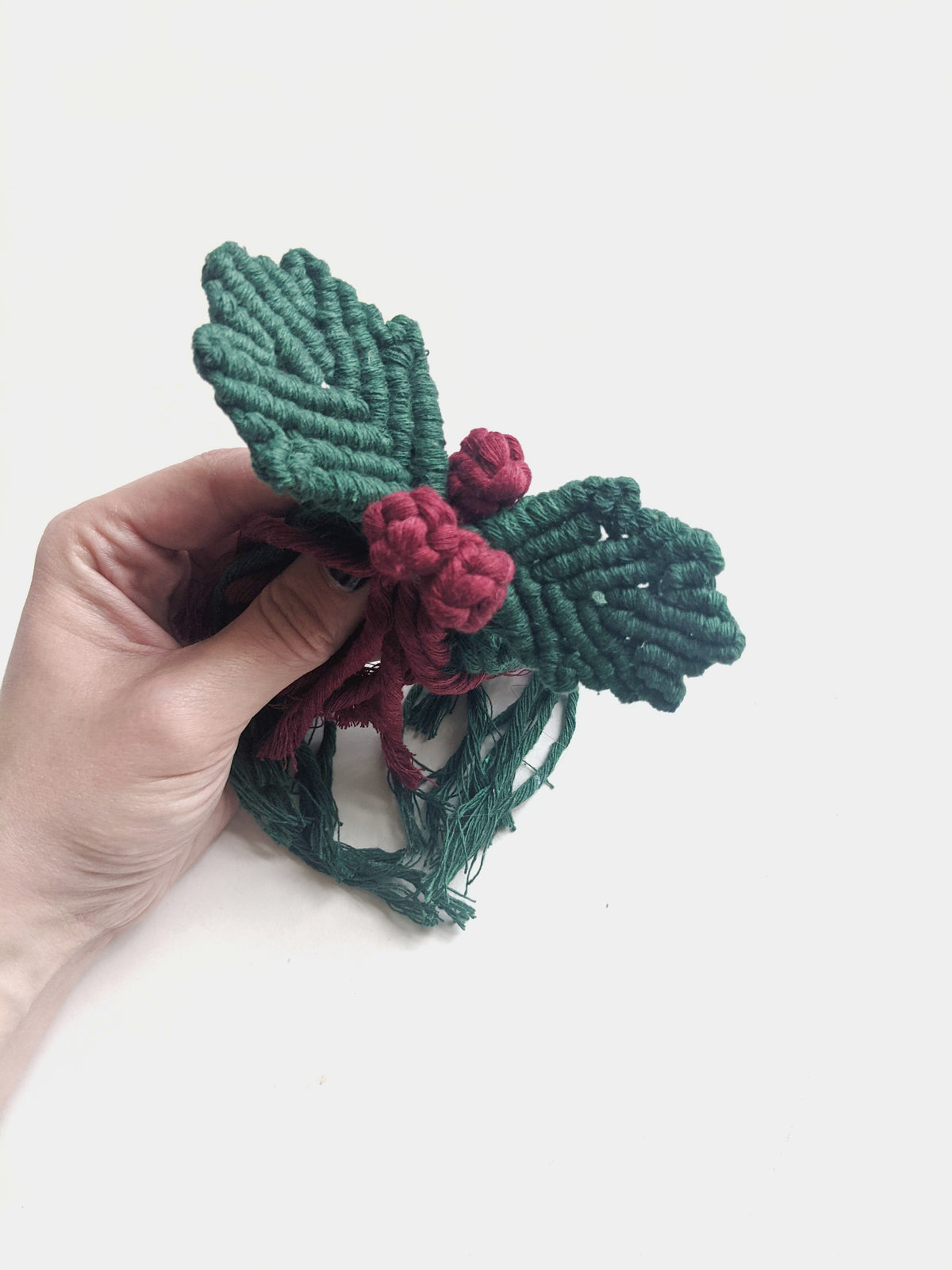 Macrame Holly Berry Ornaments String Theories Fiber Design