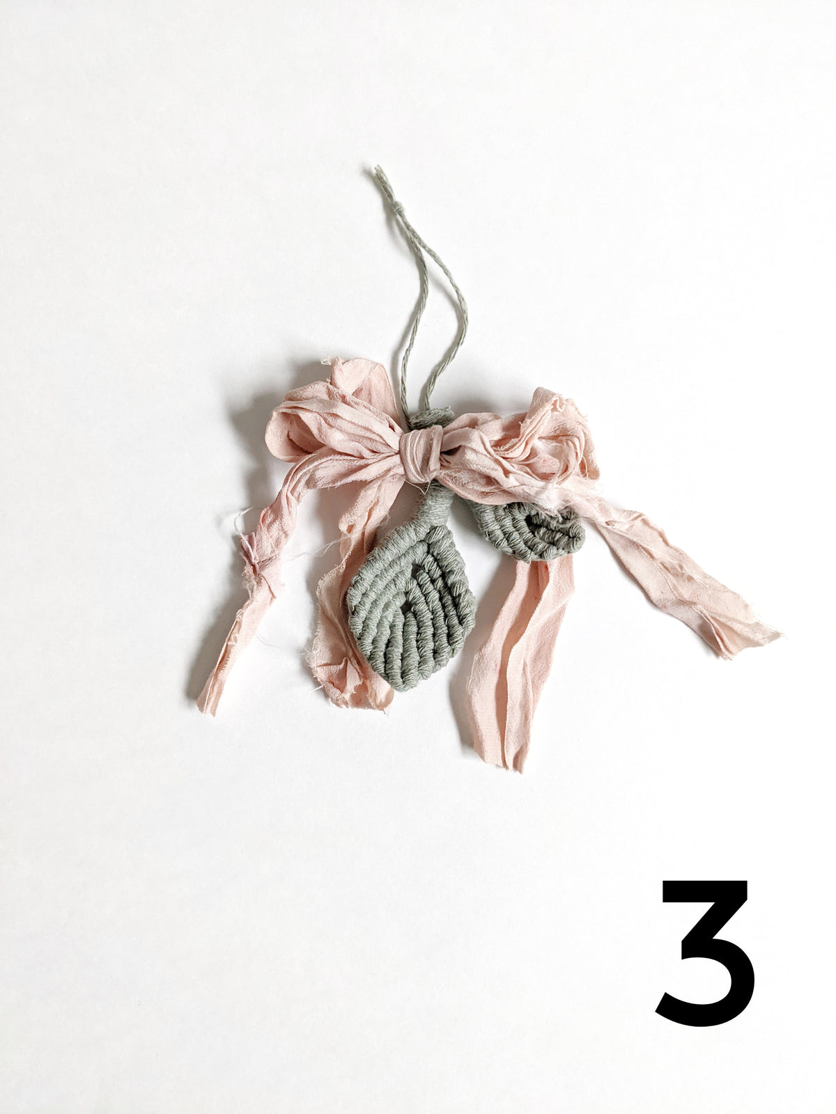 Silk Ribbon Macrame Christmas Ornaments