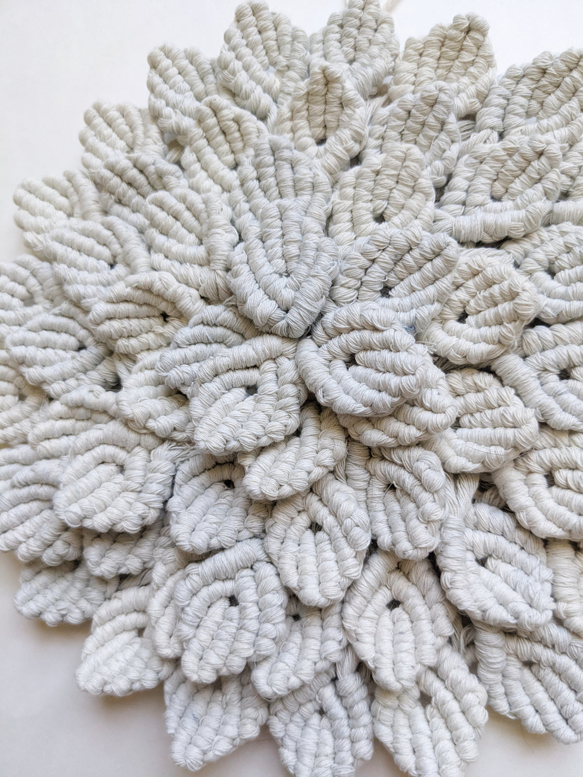 Macrame Hydrangea - Pale Blue String Theories Fiber Design