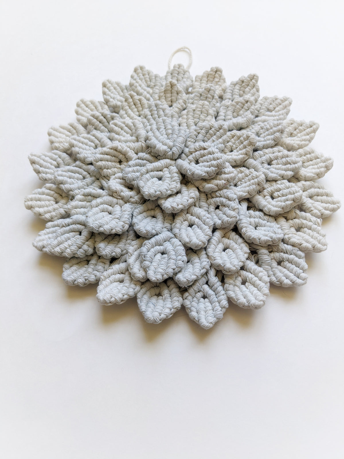 Macrame Hydrangea - Pale Blue String Theories Fiber Design