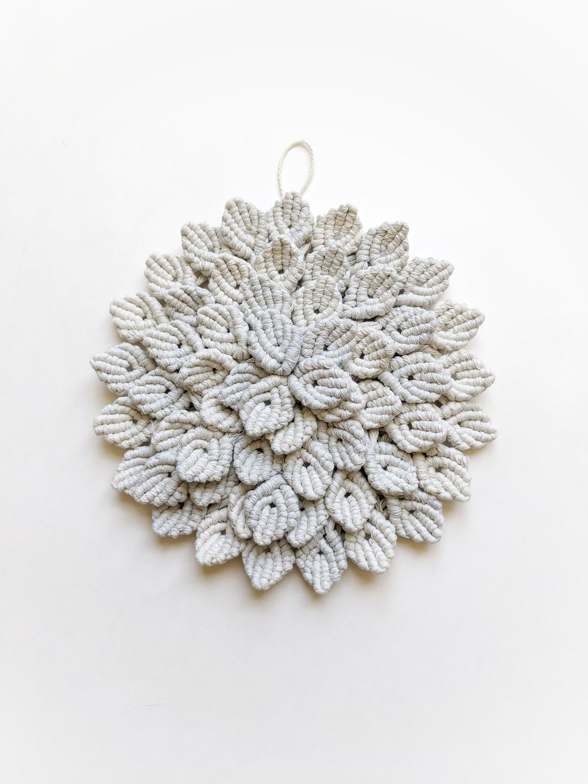 Macrame Hydrangea - Pale Blue String Theories Fiber Design
