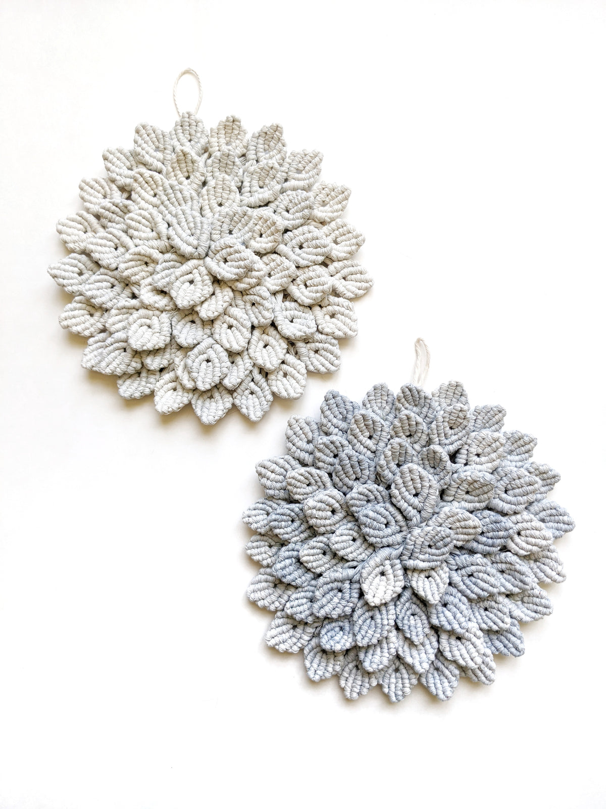 Macrame Hydrangea - Pale Blue String Theories Fiber Design