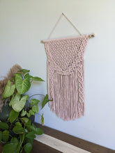 Load image into Gallery viewer, Macrame Pink Lace Wall Hanging on Driftwood
