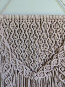 Macrame Pink Lace Wall Hanging on Driftwood