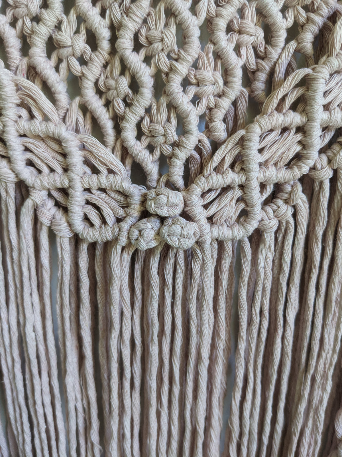 Macrame Pink Lace Wall Hanging on Driftwood String Theories Fiber Design