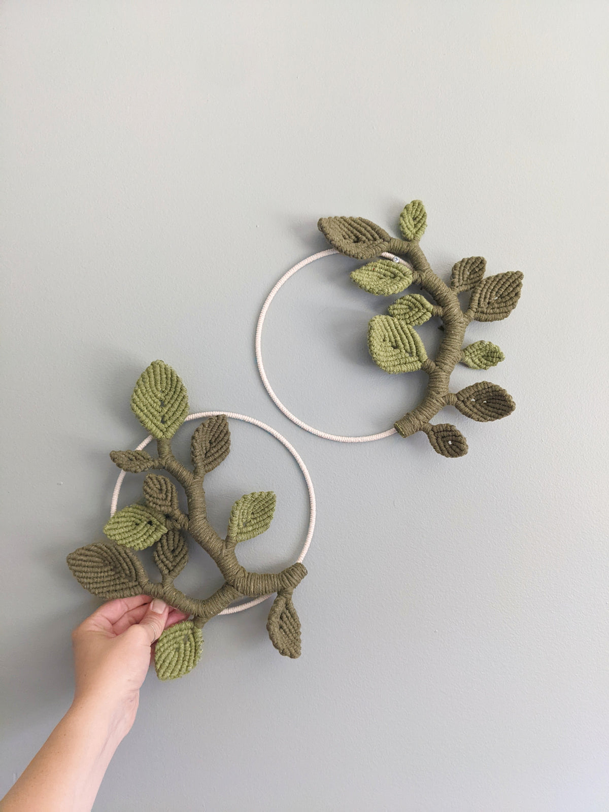 Macrame Leaf & Vines Hoops String Theories Fiber Design