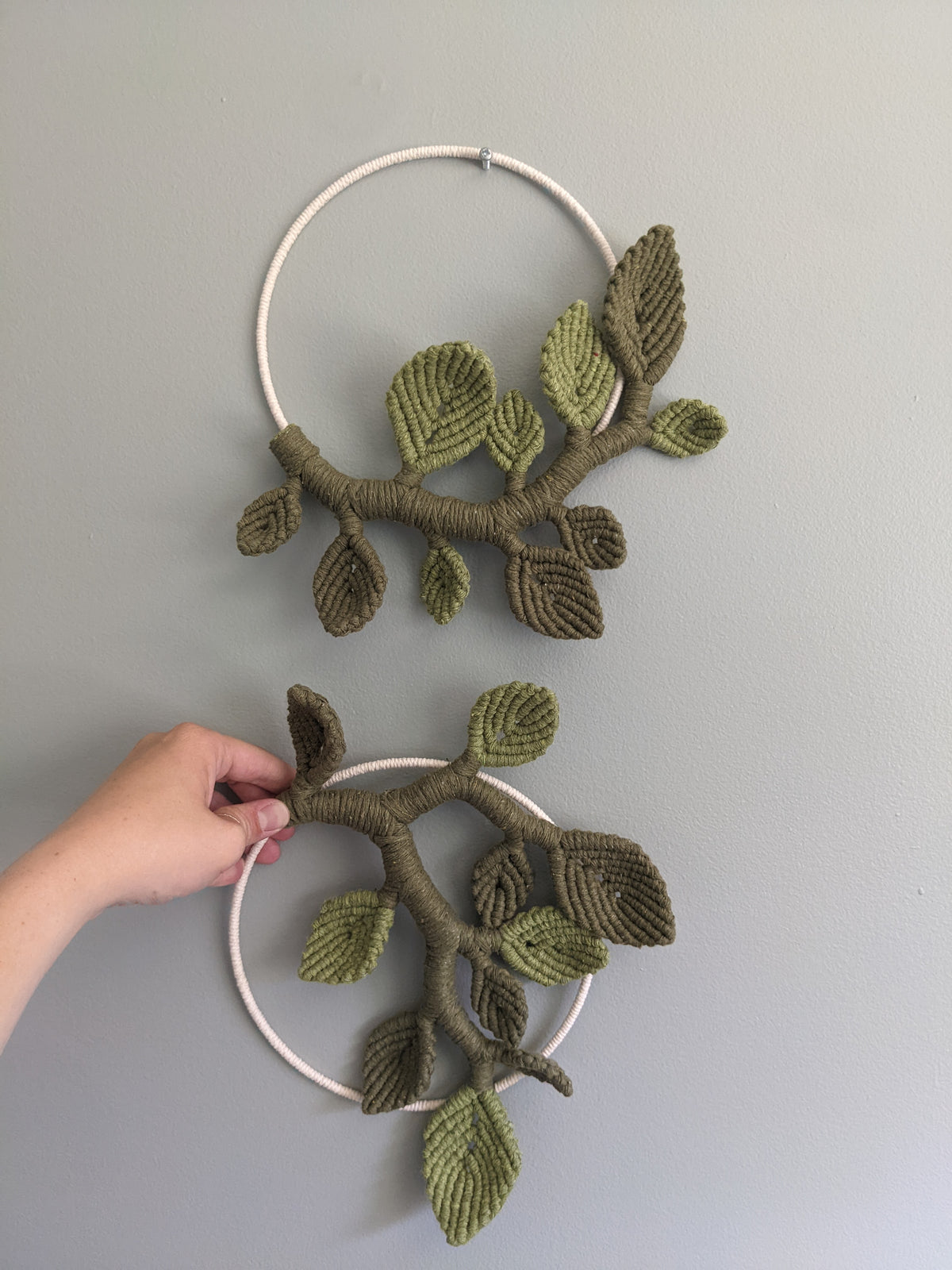 Macrame Leaf & Vines Hoops String Theories Fiber Design
