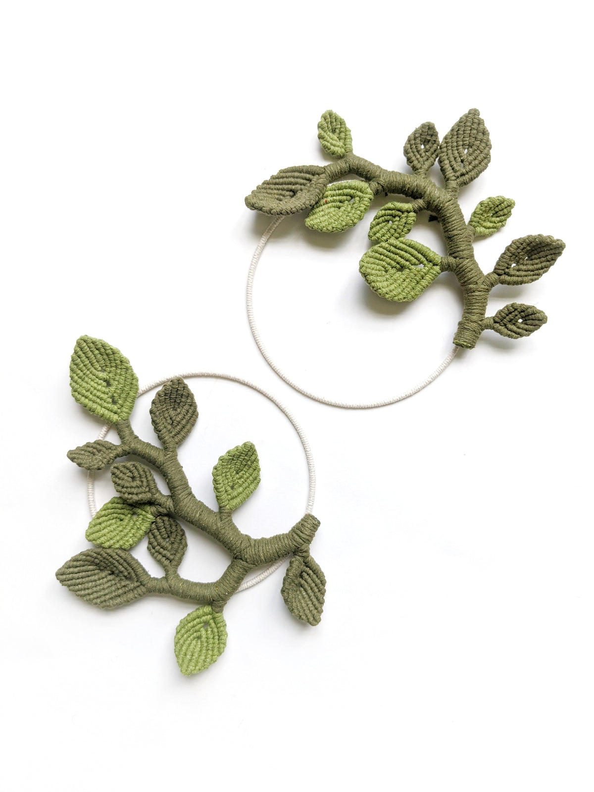 Macrame Leaf & Vines Hoops String Theories Fiber Design