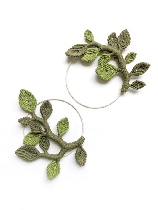 Macrame Leaf & Vines Hoops String Theories Fiber Design