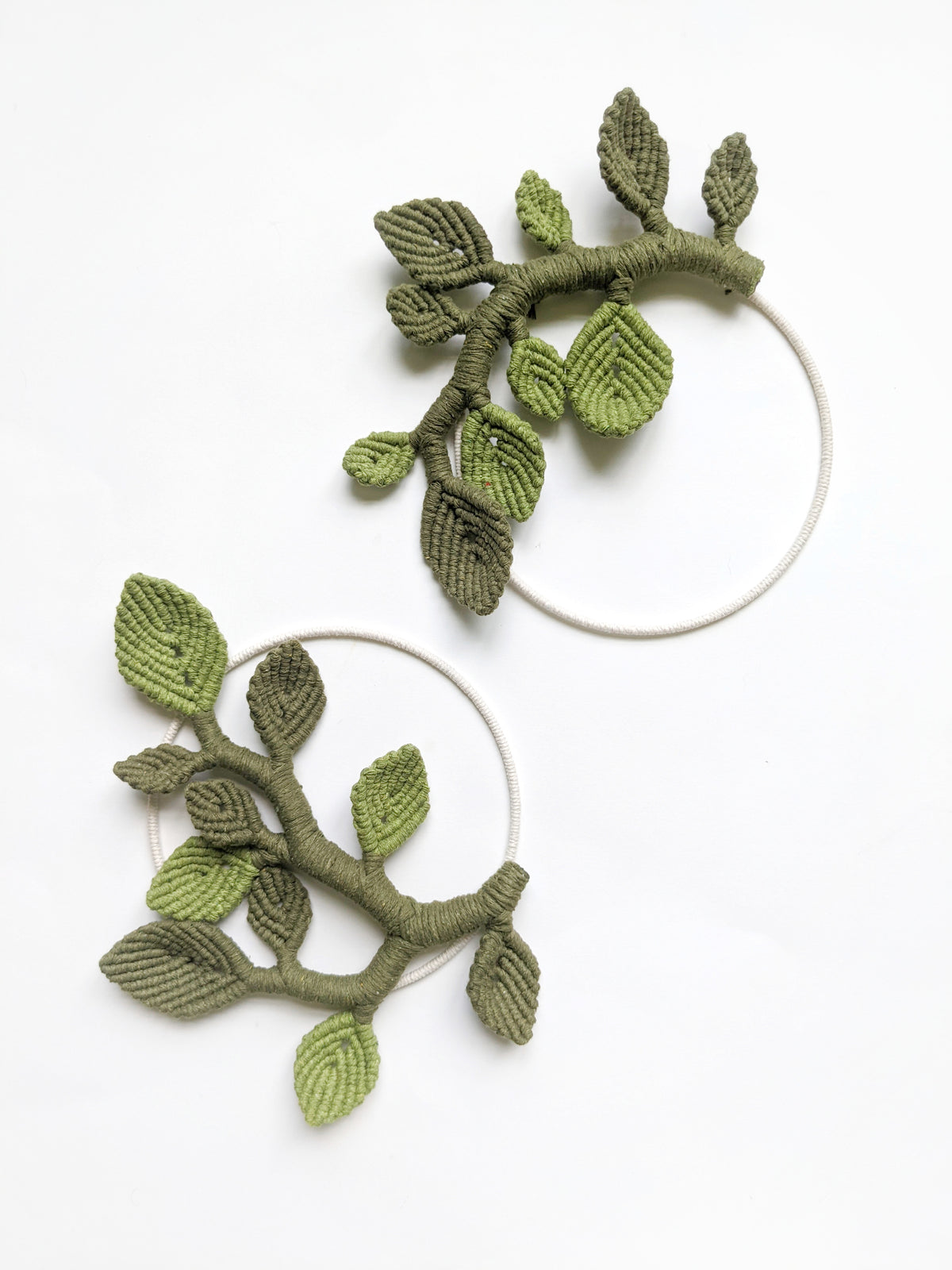 Macrame Leaf & Vines Hoops String Theories Fiber Design