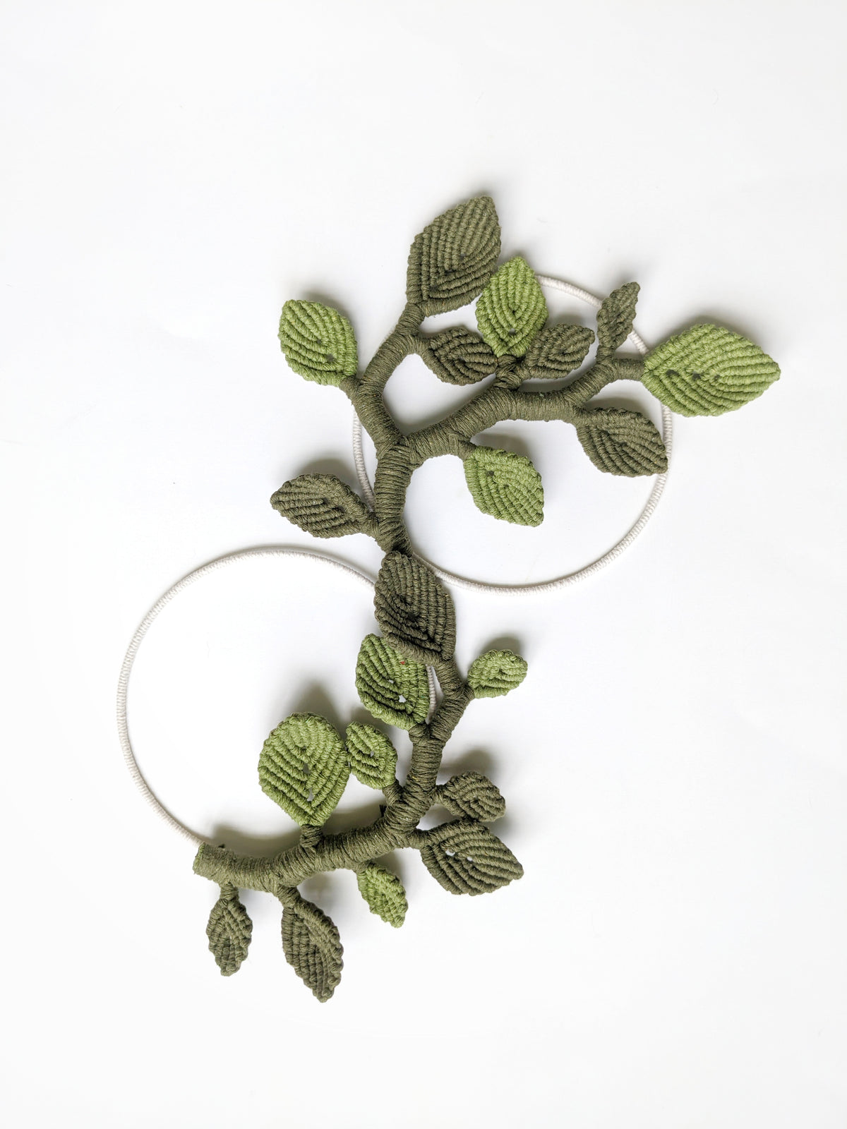 Macrame Leaf & Vines Hoops String Theories Fiber Design