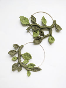 Macrame Leaf & Vines Hoops String Theories Fiber Design