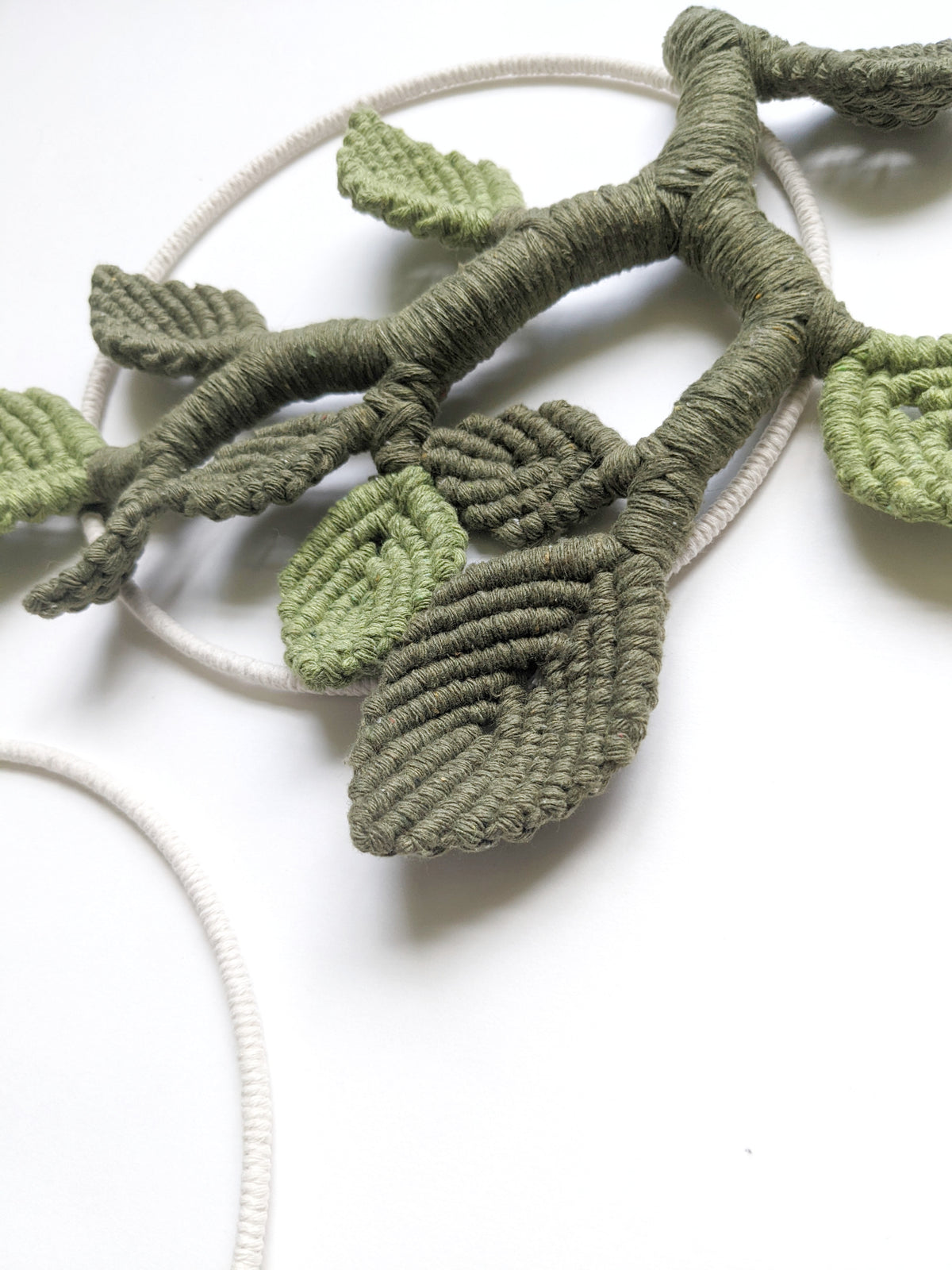 Macrame Leaf & Vines Hoops String Theories Fiber Design