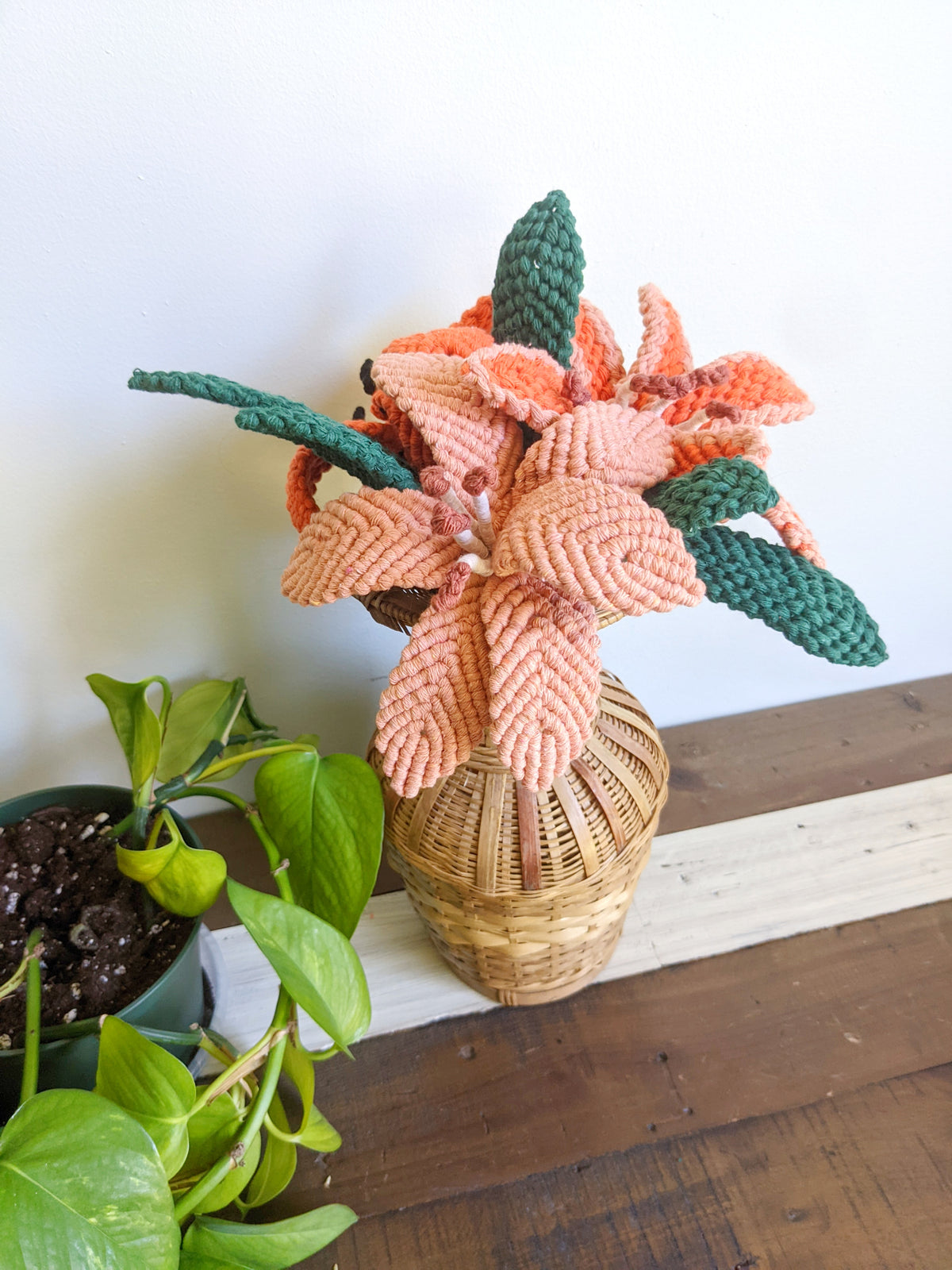 Macrame Lilies Sculpture