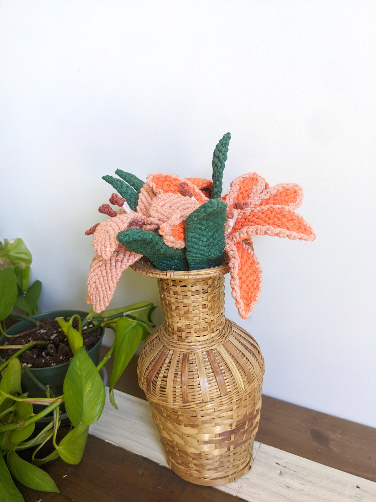 Macrame Lilies Sculpture