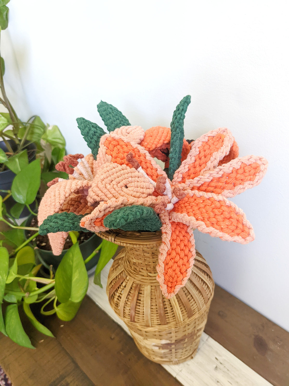 Macrame Lilies Sculpture