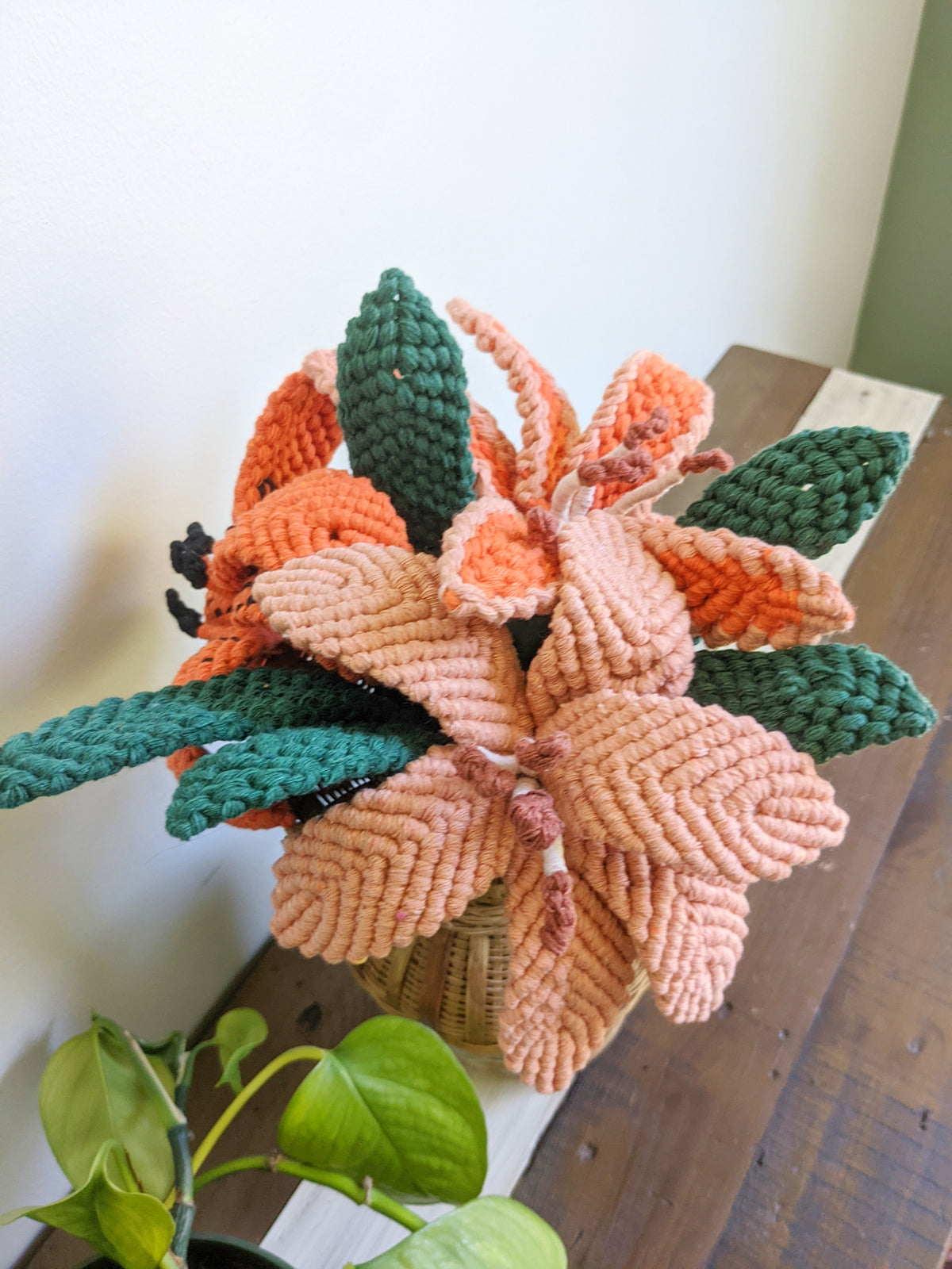 Macrame Lilies Sculpture