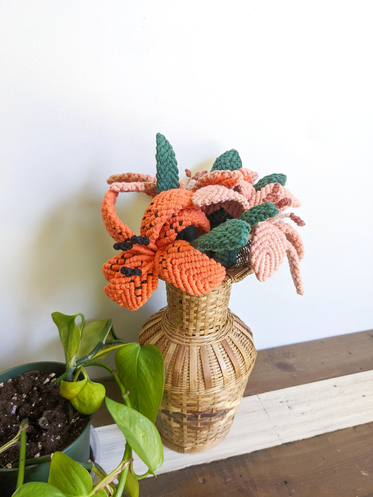 Macrame Lilies Sculpture