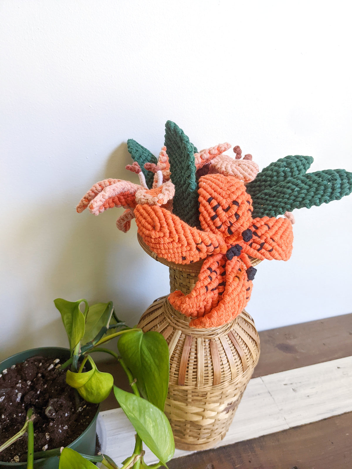 Macrame Lilies Sculpture