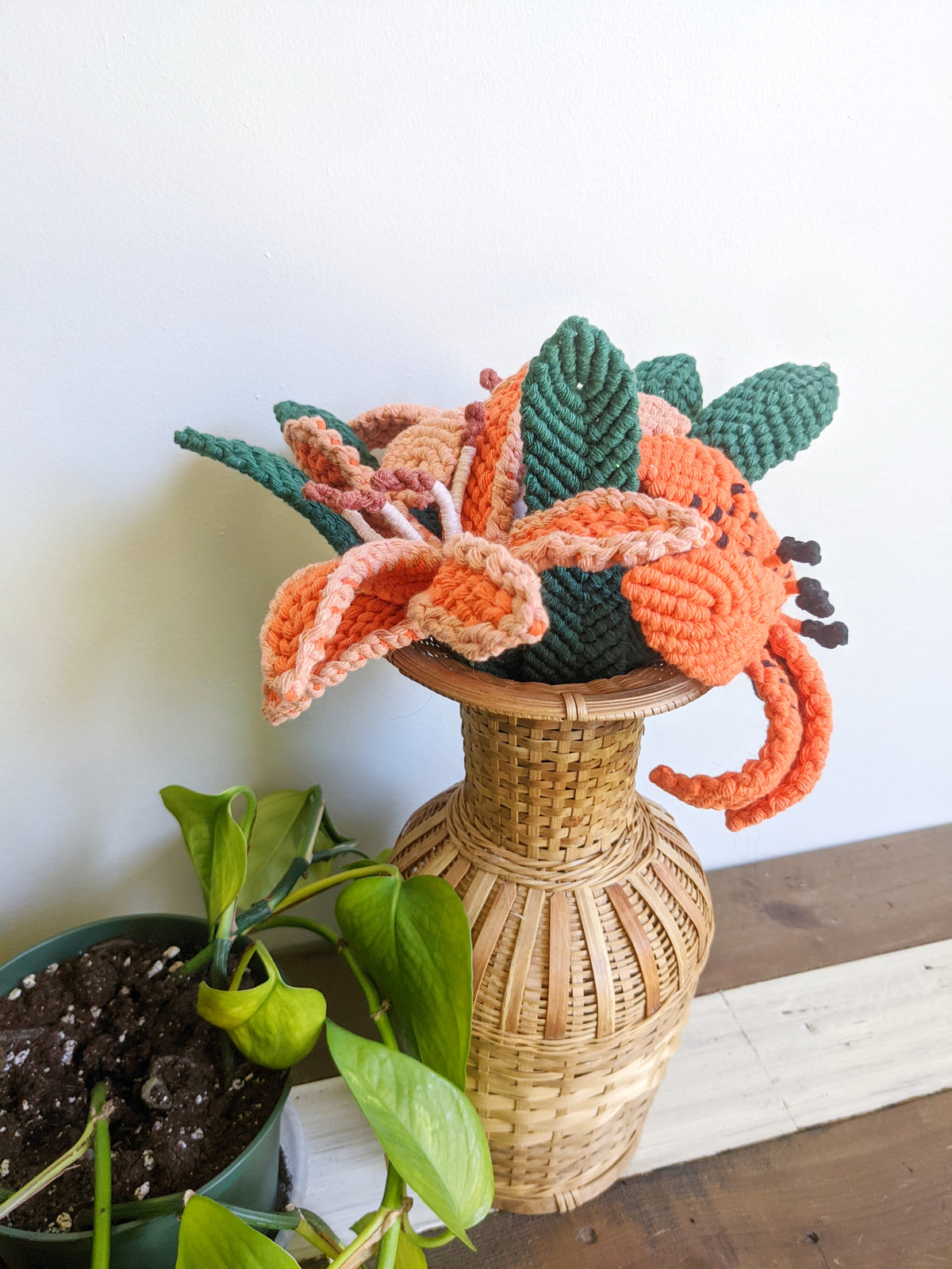 Macrame Lilies Sculpture