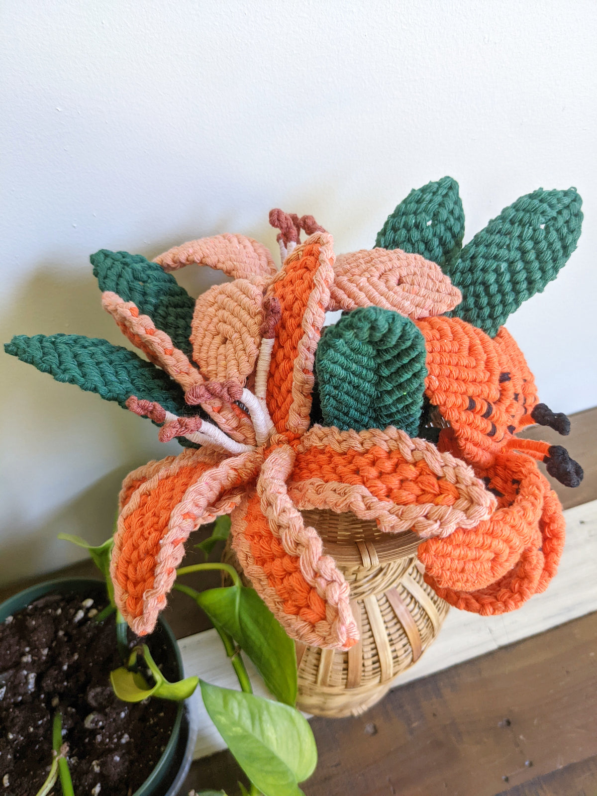Macrame Lilies Sculpture