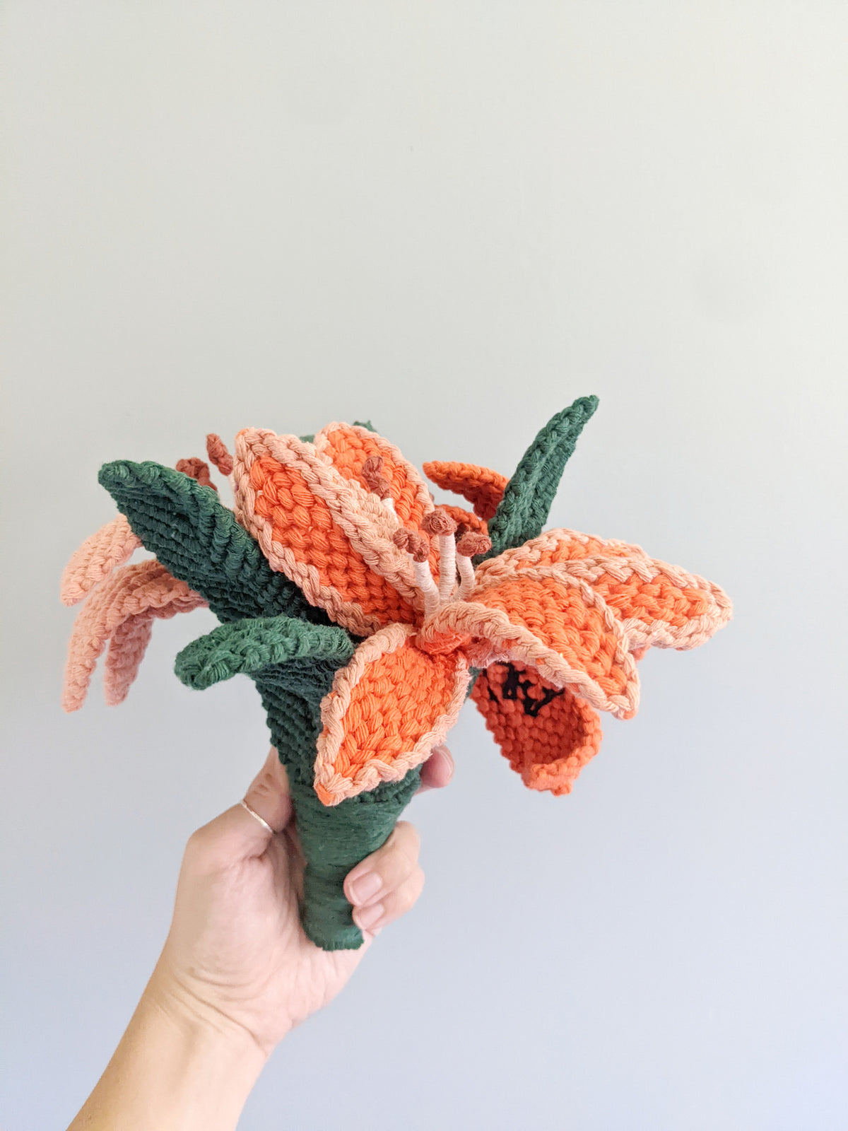 Macrame Lilies Sculpture