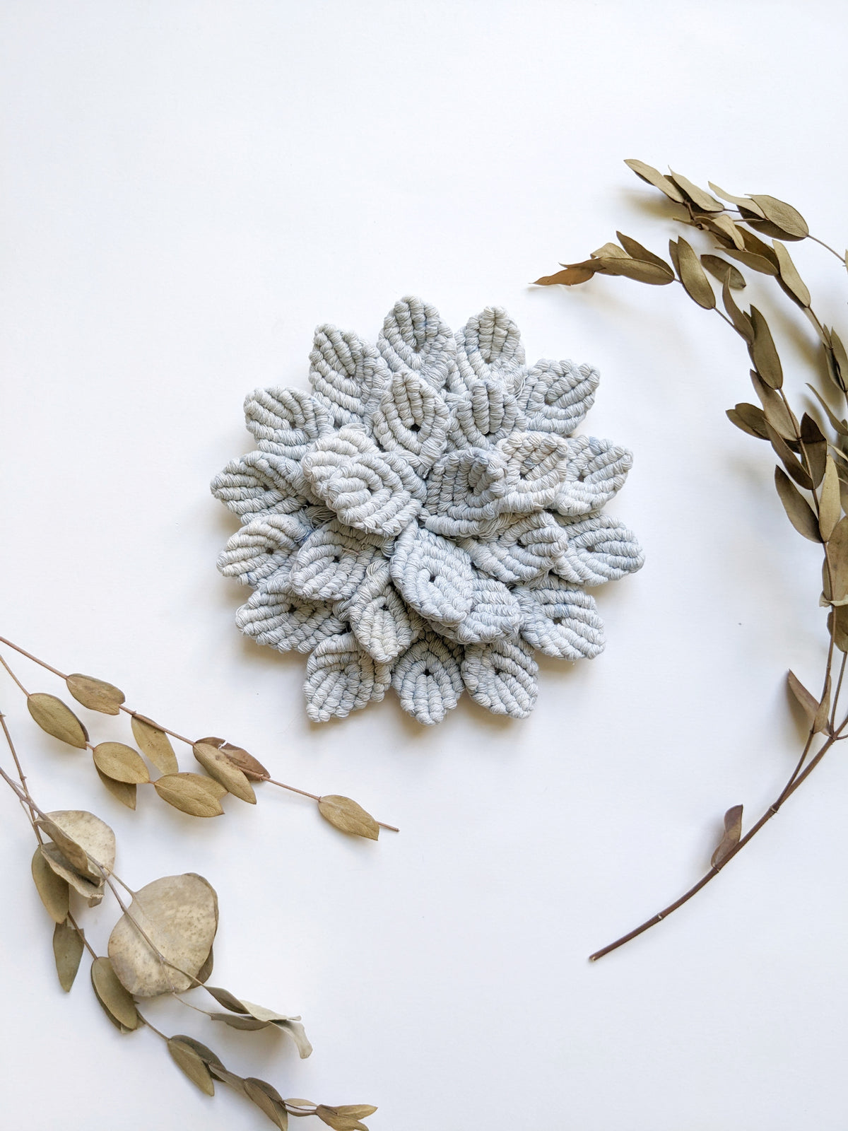 Macrame Hydrangea - Light Blue