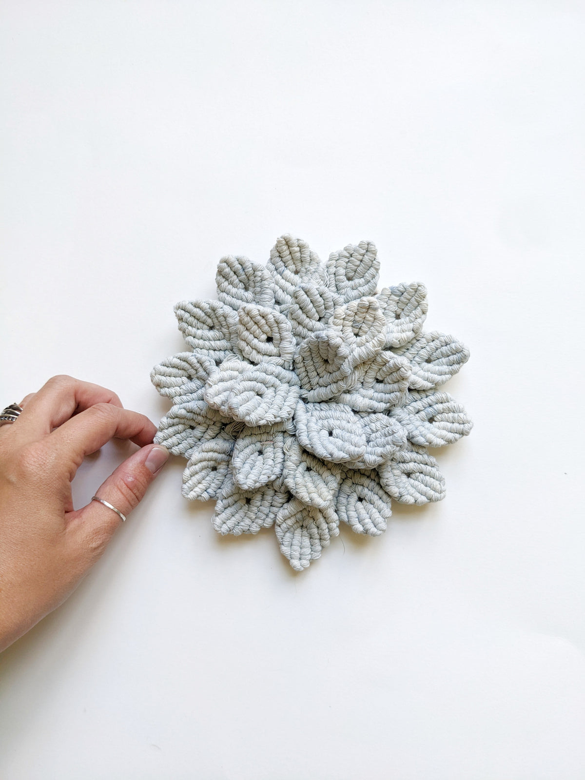 Macrame Hydrangea - Light Blue