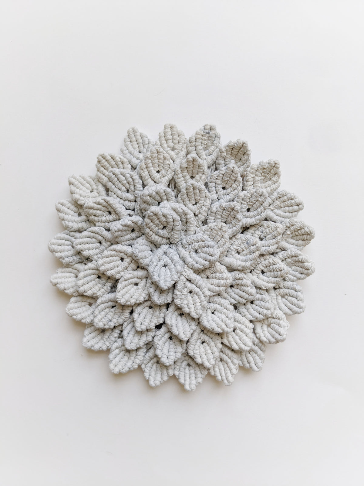 Macrame Hydrangea - Light Blue String Theories Fiber Design